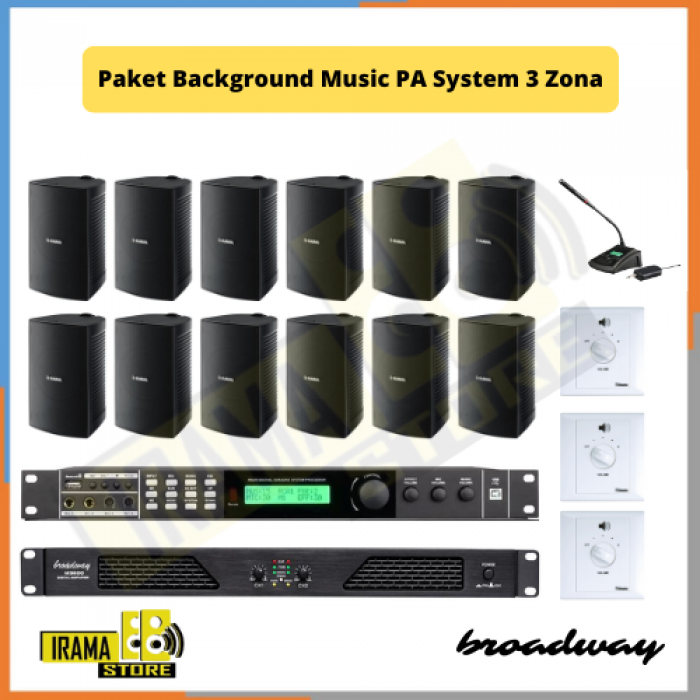 Paket Background Music  PA System 3 Zona 12 Speaker